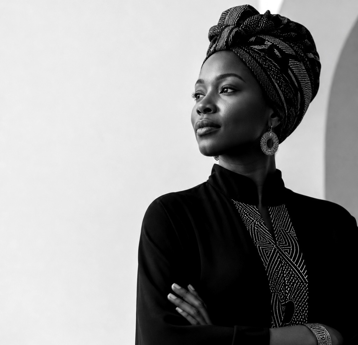 Portrait of an African woman looking toward the future