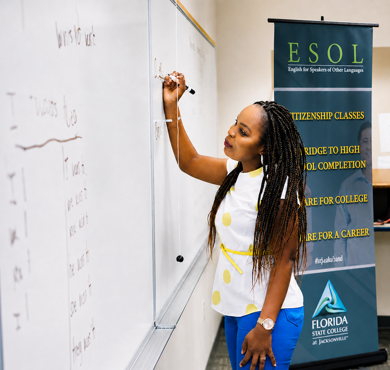 An African educator leading an English-learning session