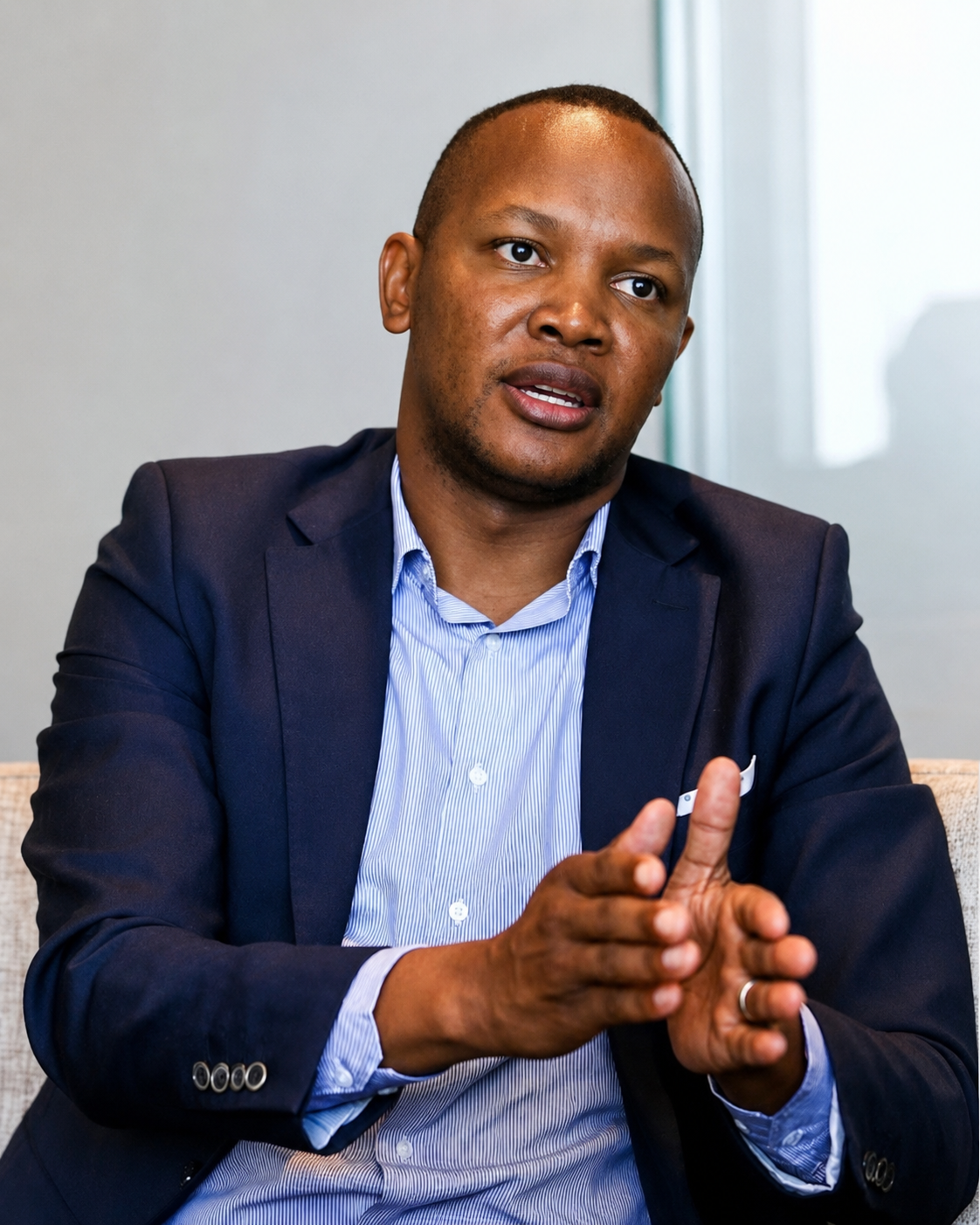 Nkosana Makate speaking during an interview