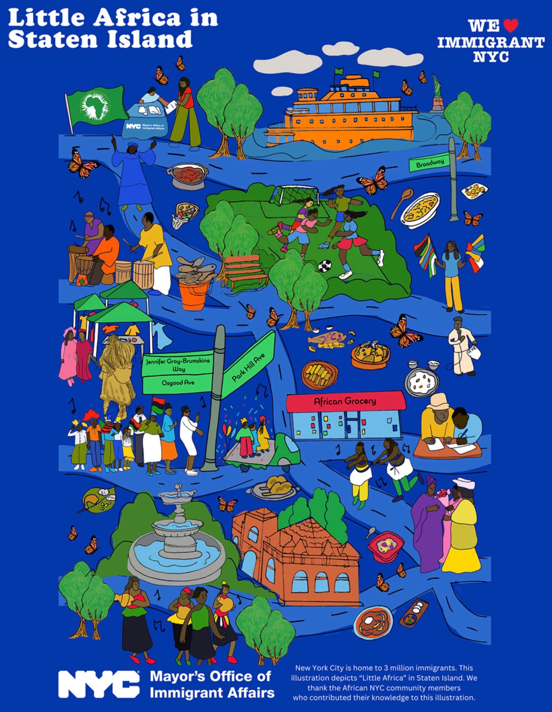 Little Africa in Staten Island community illustration